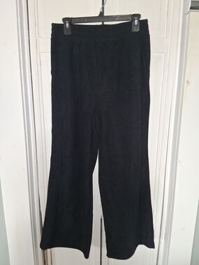 HALARA Black Ribbed Wide-Leg Pants